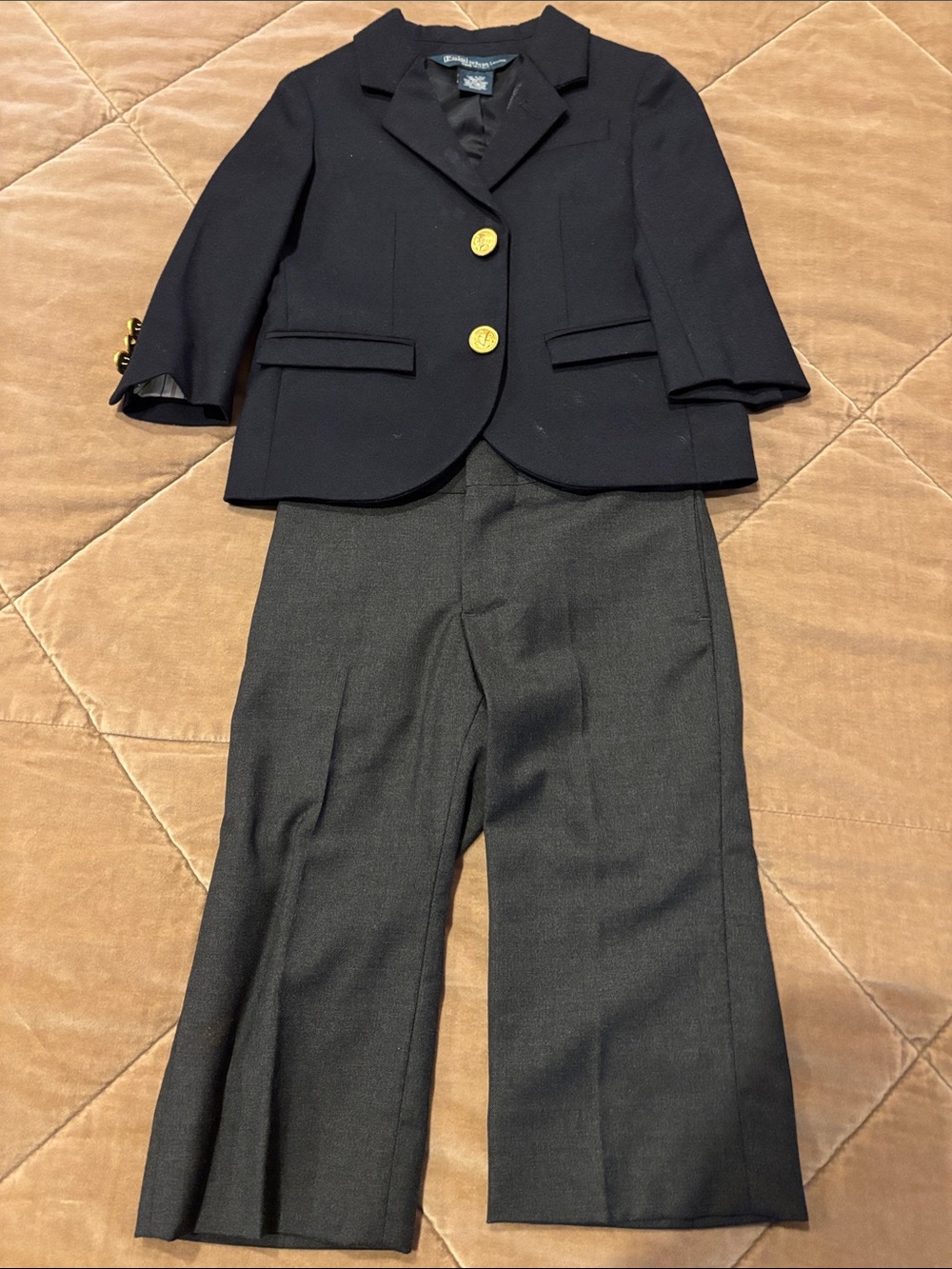Polo Ralph Lauren size 2T Classic Navy Kids Blazer and Gray Dress Pants Set